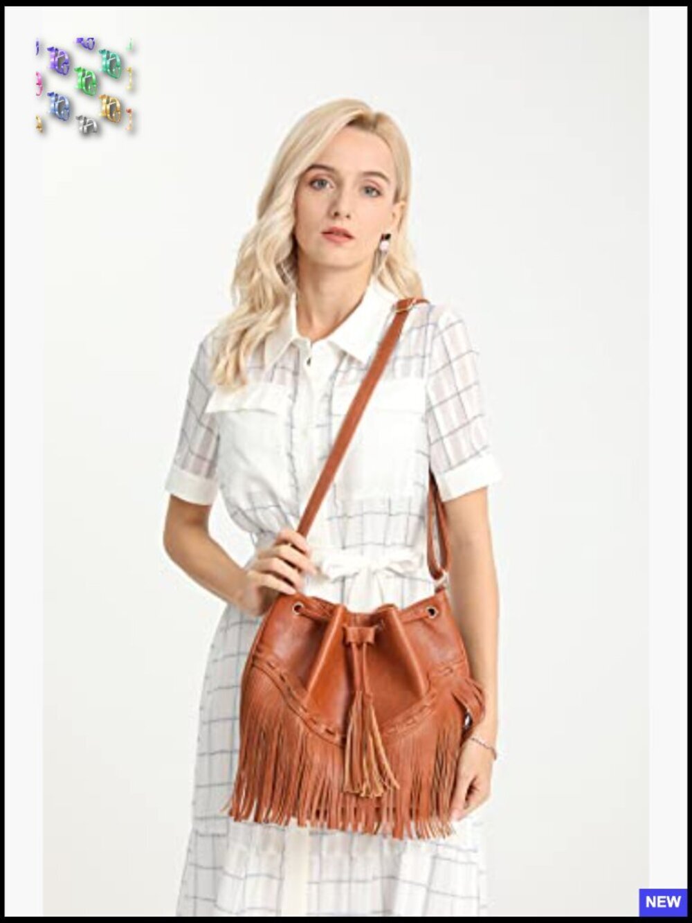 Retro Fringe Hobo Bucket Bag Crossbody Shoulder Purse Tassel Drawstring Closure - Picture 2 of 7